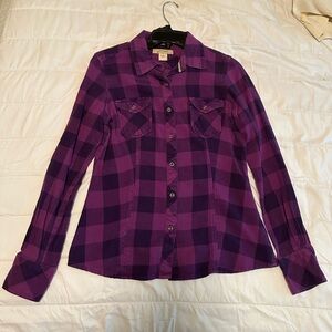 Natural Reflections Deep Purple Long Sleeve Women’s Flannel, size S